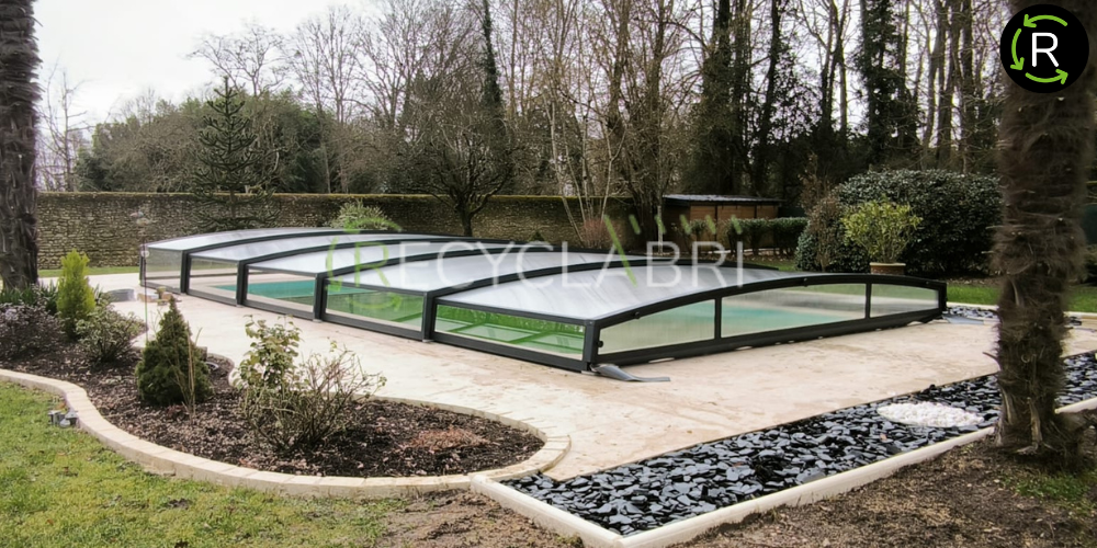 recyclabri - abri de piscine d'occasion gris anthracite