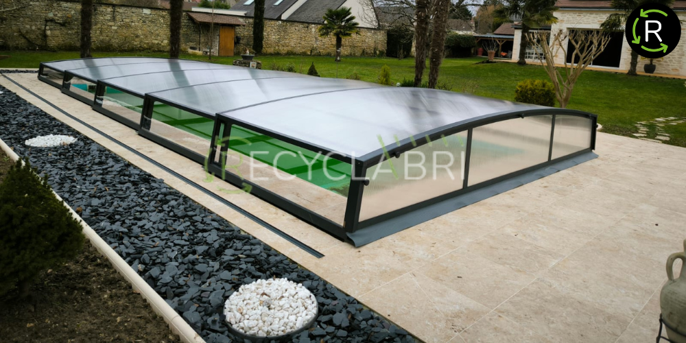 recyclabri - abri de piscine d'occasion gris anthracite